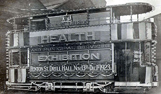 Leeds - Tram advertising Fenton Street Exhibition